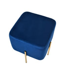 Modrest Daphne Blue Velvet & Gold Ottoman