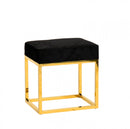 Modrest Downey Blue Velvet & Gold Stool Ottoman