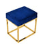 Modrest Downey Blue Velvet & Gold Stool Ottoman