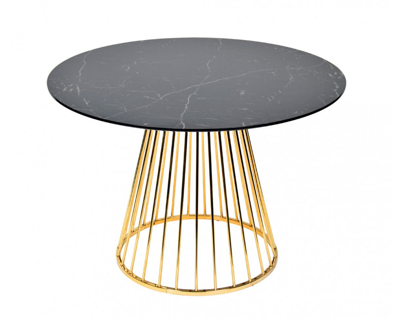 Modrest Holly Modern Black & Gold Round Dining Table
