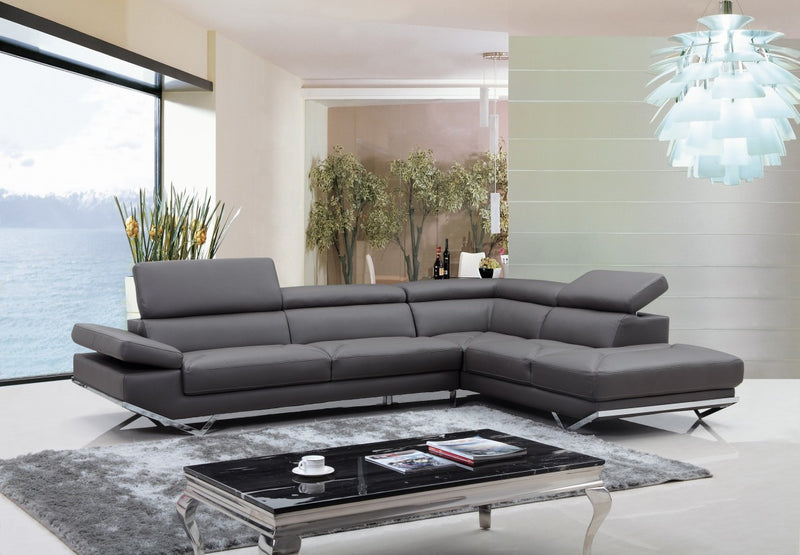 Divani Casa Quebec - Modern Eco-Leather Right Facing Sectional Sofa