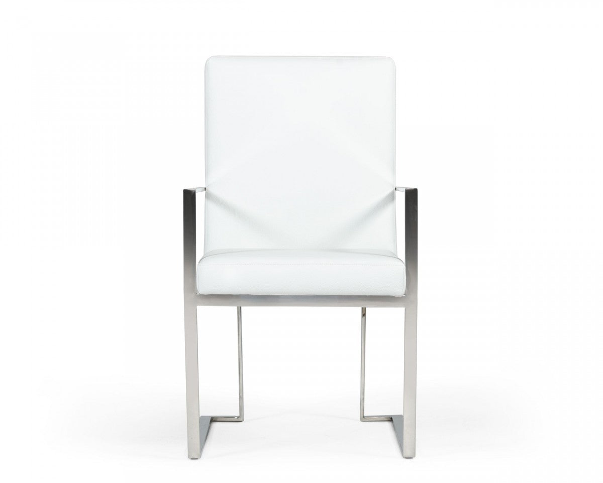 Modrest Fowler - Modern White Eco-Leather Dining Armchair