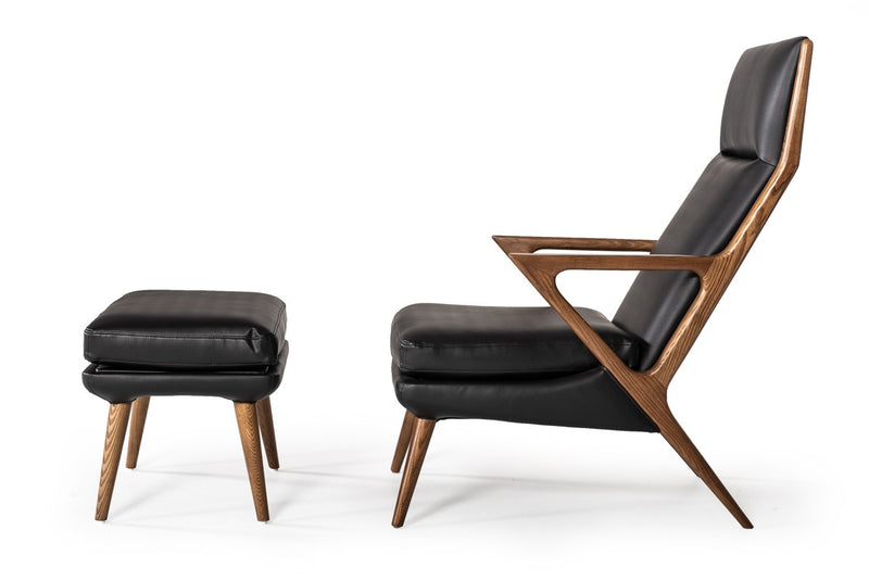 Modrest Fulton - Modern Beige Lounge Chair & Ottoman