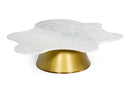 Modrest Gabbro Low - Glam White Marble and Gold Coffee Table  by Hollywood Glam