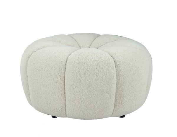 Divani Casa Gadson - Contemporary White Sherpa Ottoman