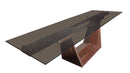 Modrest Babia Modern Smoked Glass & Walnut Extendable Dining Table