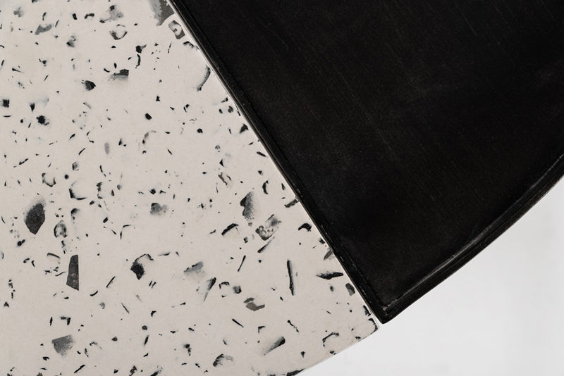 Modrest Gemini Modern White Terrazzo Concrete & Black Metal Coffee Table