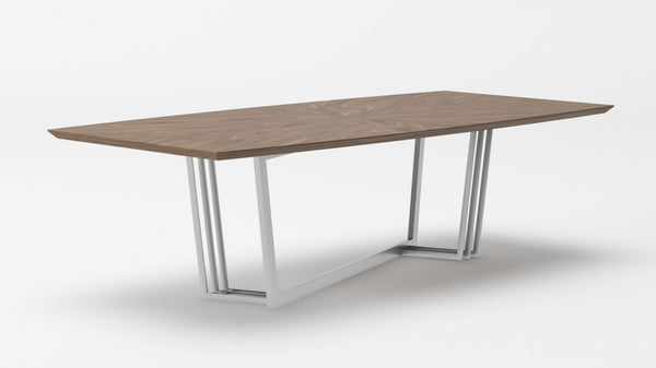Modrest Gilroy - Modern Walnut & Stainless Steel Dining Table