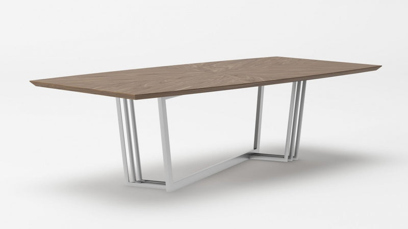 Modrest Gilroy - Modern Walnut & Stainless Steel Dining Table