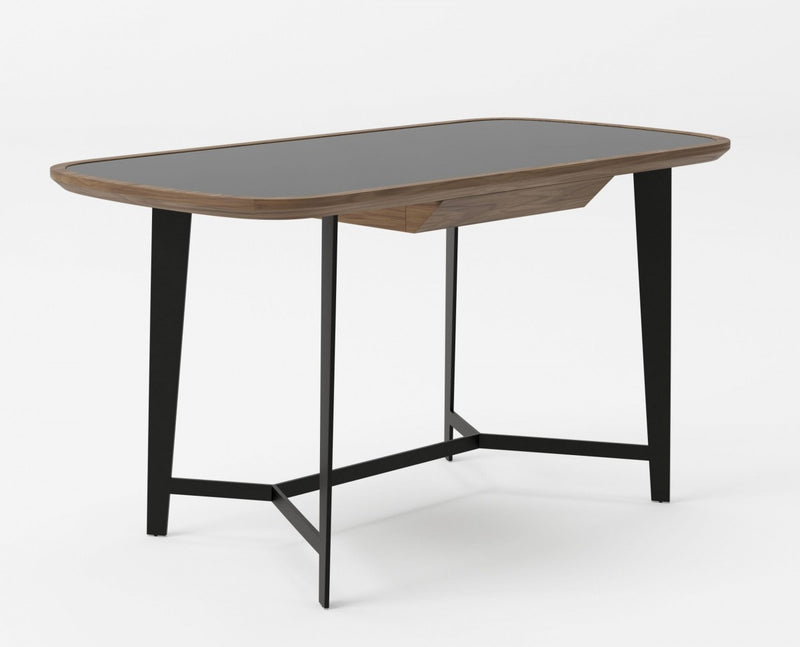 Modrest Girard - Modern Walnut & Black Glass Desk