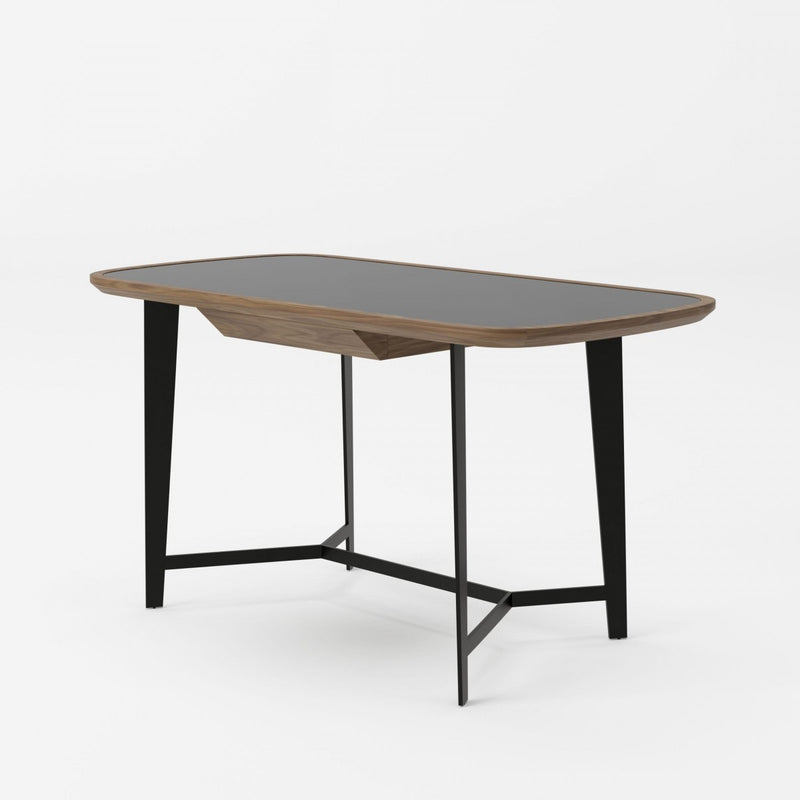 Modrest Girard - Modern Walnut & Black Glass Desk