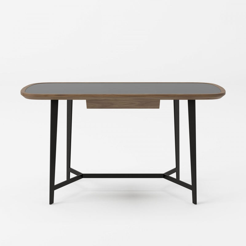 Modrest Girard - Modern Walnut & Black Glass Desk