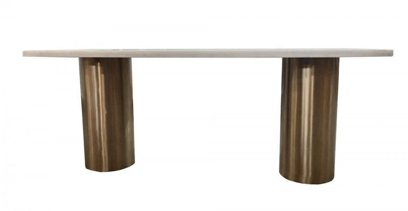 Modrest Rocky - Glam White Marble & Brush Gold Dining Table