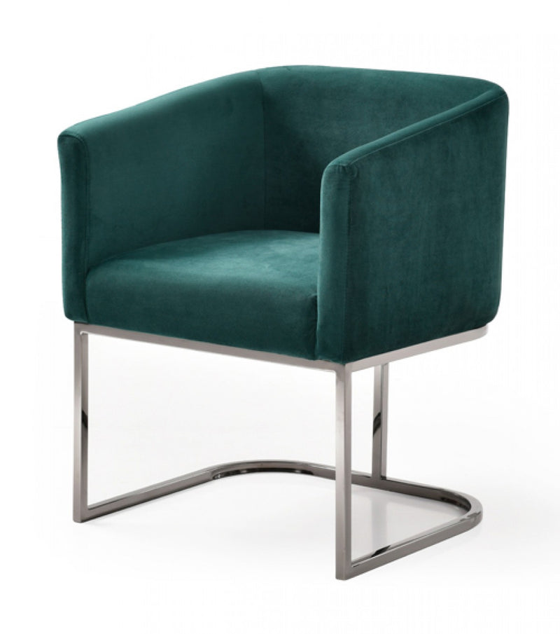 Modrest Yukon Modern Green Velvet & Black Gun Dining Chair