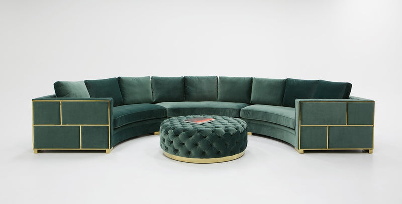 Divani Casa - Ritner Modern Velvet Curved Sectional Sofa