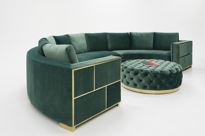 Divani Casa - Ritner Modern Velvet Curved Sectional Sofa