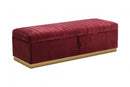 Divani Casa Reyes Red Velvet Bench w/ Storage