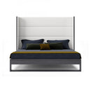 Modrest Heloise - Contemporary White Leather & Grey Elm Trim Bed