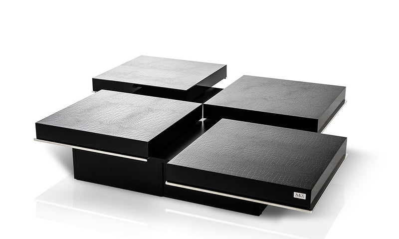 A&X Horizon - Modern Crocodile Coffee Table w/ Pull Out Squares