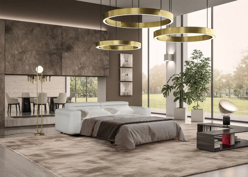 Coronelli Collezioni Icon - Modern Italian Grey Leather Sofa Bed
