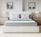 One Upholstered Platform Bed in Pearl