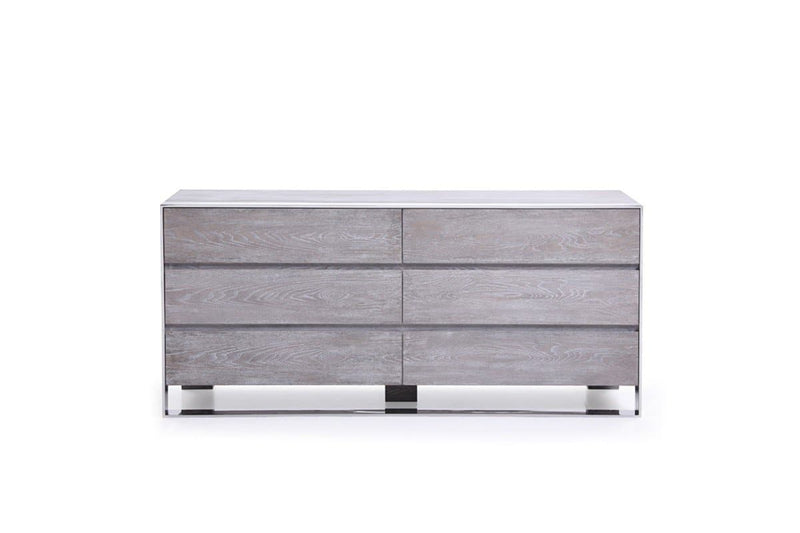 Modrest Arlene Modern Grey Elm & Stainless Steel Bedroom Set