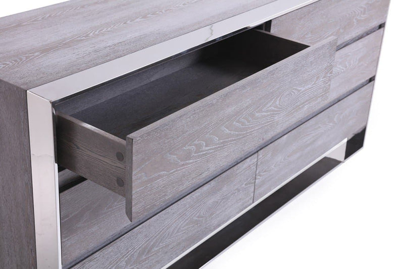 Modrest Arlene Modern Grey Elm & Stainless Steel Bedroom Set