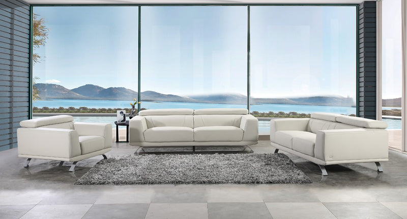 Divani Casa Brustle Modern Light Grey Eco-Leather Sofa Set