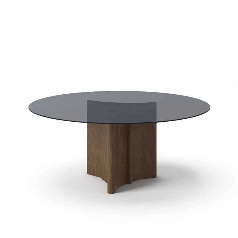 Modrest Kaye - Modern Walnut + Glass 71" Round Dining Table