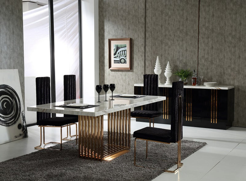 Modrest Kingsley Modern Marble Rosegold Dining Table by