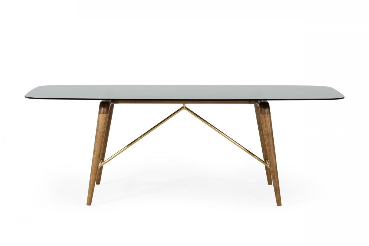 Modrest Kipling - Modern Smoked Glass & Walnut Large Dining Table