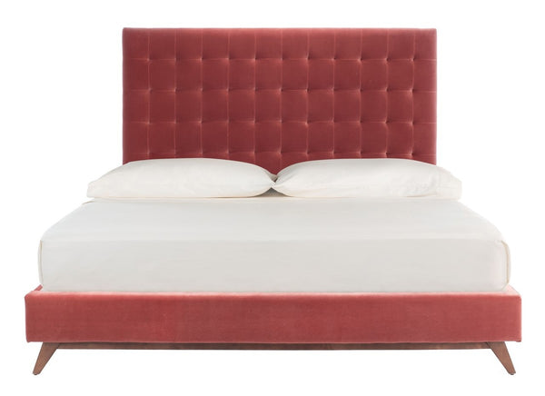 Tsarina Dusty Rose Velvet Tufted Bed