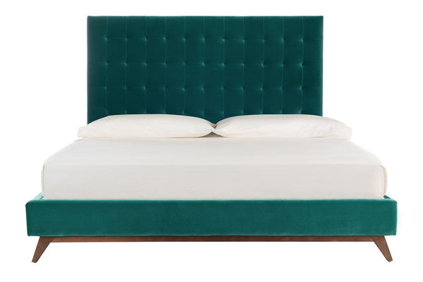 Tsarina Dark Seafoam Velvet Tufted Bed