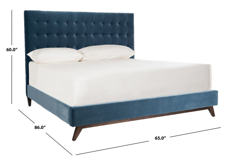 Tsarina Dusty Blue Velvet Tufted Bed