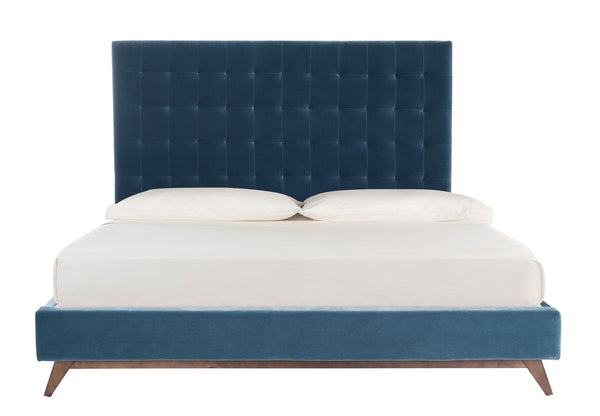 Tsarina Dusty Blue Velvet Tufted Bed