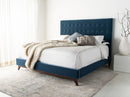 Tsarina Dusty Blue Velvet Tufted Bed