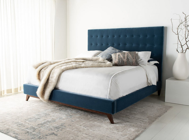 Tsarina Dusty Blue Velvet Tufted Bed