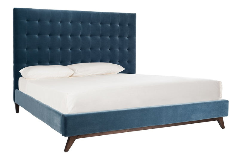 Tsarina Dusty Blue Velvet Tufted Bed