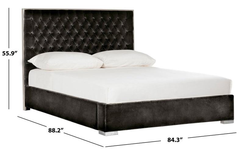 Chester Giotto Black Velvet Bed