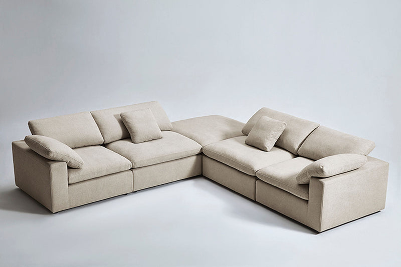 Kramer Modern Modular Cream Fabric Sectional Sofa