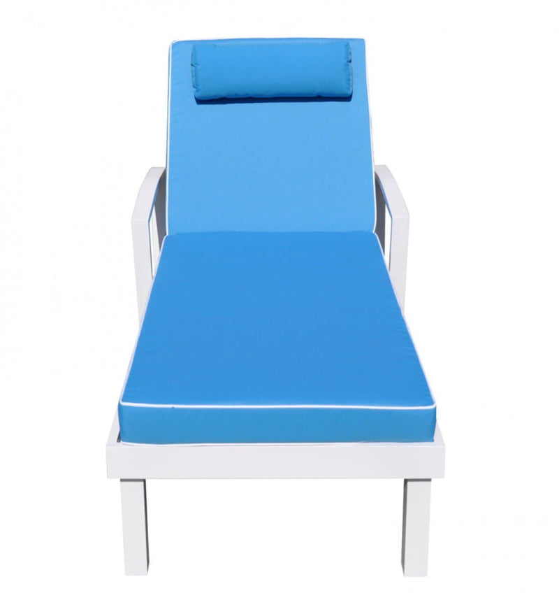 Renava Tampa Outdoor Blue & White Sun Bed & End Table Set