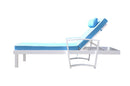 Renava Tampa Outdoor Blue & White Sun Bed & End Table Set