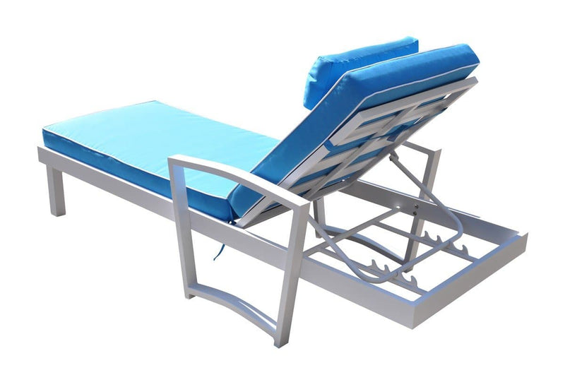 Renava Tampa Outdoor Blue & White Sun Bed & End Table Set