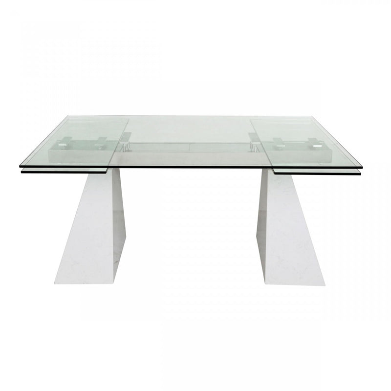 Modrest Latrobe - Modern Extendable Quartz Stone & Glass Dining Table