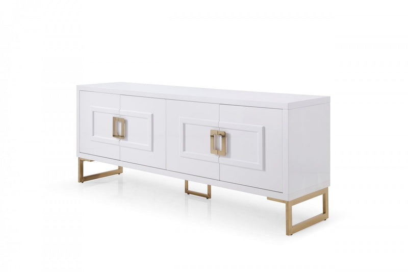 Modrest Leah - Contemporary White High Gloss & Champagne Gold Buffet