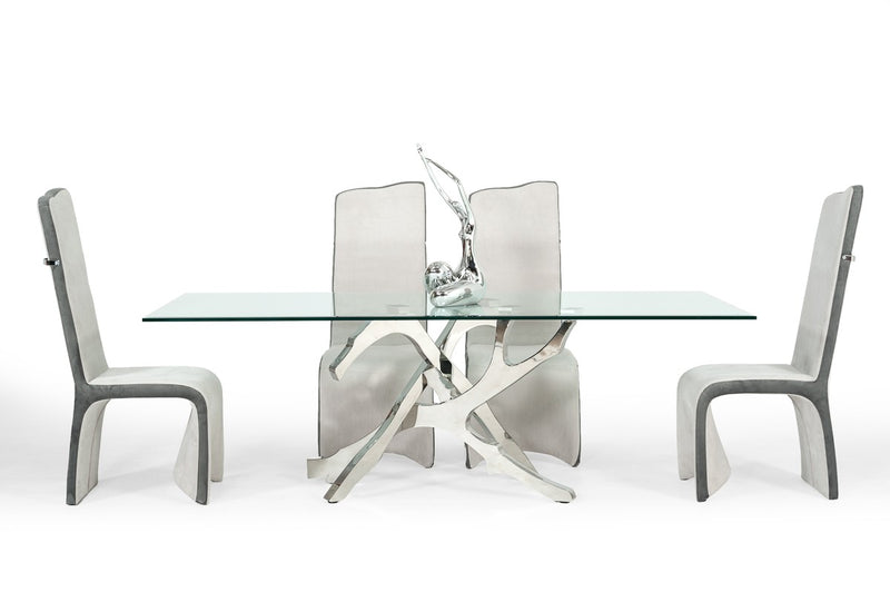 Modrest Legend Modern Glass & Stainless Steel Dining Table