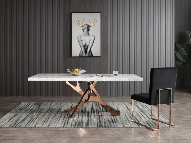 Modrest Legend - Modern White Marble & Rosegold Dining Table