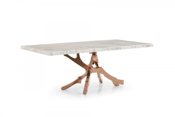 Modrest Legend - Modern White Marble & Rosegold Dining Table
