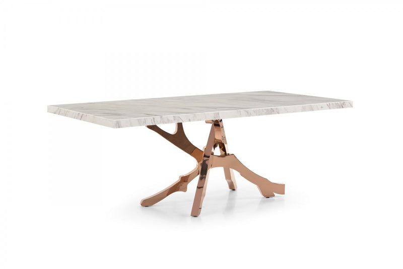 Modrest Legend - Modern White Marble & Rosegold Dining Table