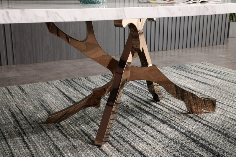 Modrest Legend - Modern White Marble & Rosegold Dining Table